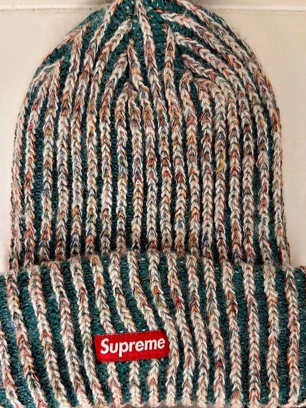 Supreme Rainbow Knit Loose Gauge Beanie Green & Gray